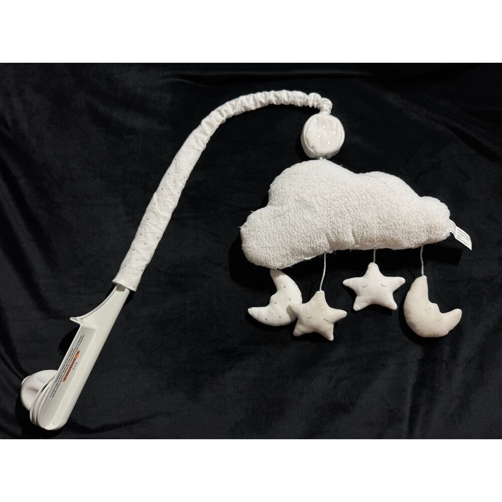 Just Born Sparkle White Baby Clouds Moon Stars Crib Mobile Neutral